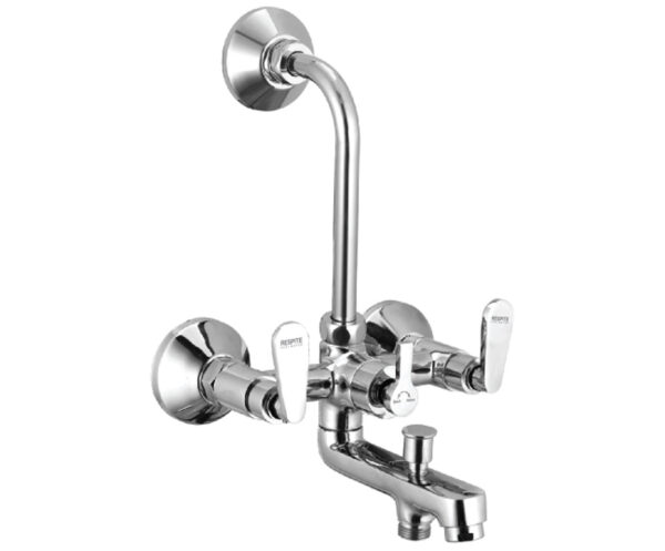 Wall Mixer 3-in-1 System with Provision for Bath Hand Shower & Overhead Shower Complete with Bend Pipe, Connecting Legs & Wall Flanges