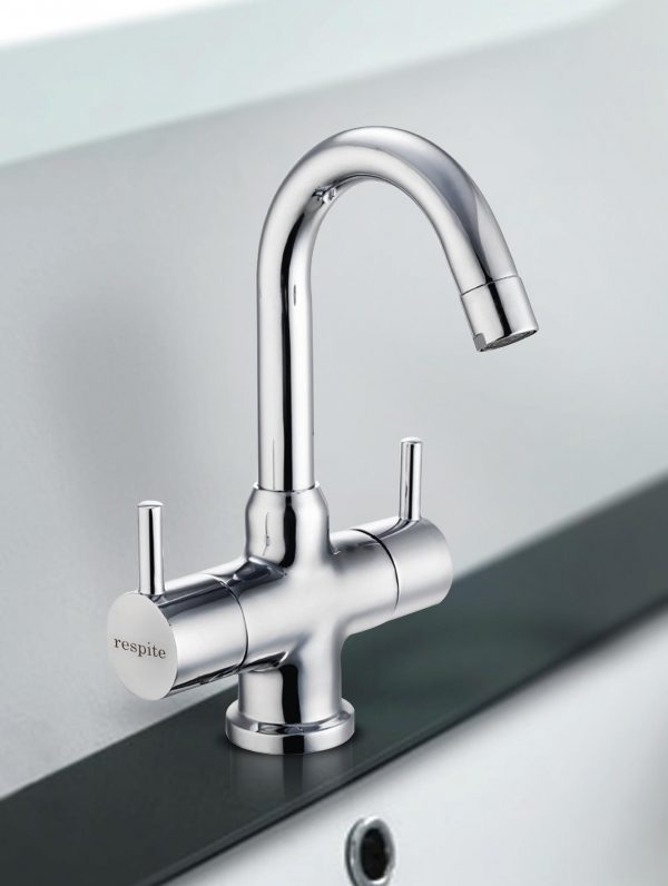 Centre Hole Basin Mixer with Regular Spout without pop-up waste