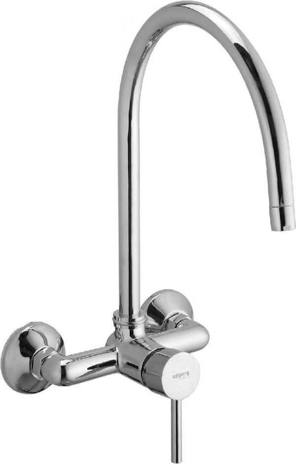 Single Lever Sink Mixer with Extra Long Swivel Spout (Wall Mounted Model) with Connecting Legs & Wall Flanges