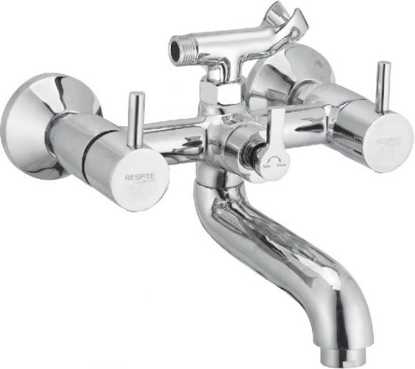 Wall Mixer with Telephonic Shower Arrangement (Crutch) with Connecting Legs & Wall Flanges