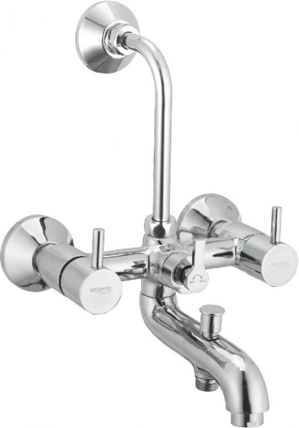 Wall Mixer 3-in-1 System with Provision for Bath Hand Shower & Overhead Shower Complete with Bend Pipe, Connecting Legs & Wall Flanges