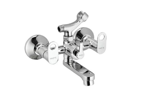 Wall Mixer with Telephonic Shower Arrangement (Crutch) with Connecting Legs & Wall Flanges