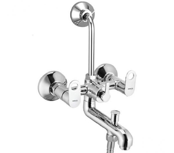 Wall Mixer 3-in-1 System with Provision for Bath Hand Shower & Overhead Shower Complete with Bend Pipe, Connecting Legs & Wall Flanges