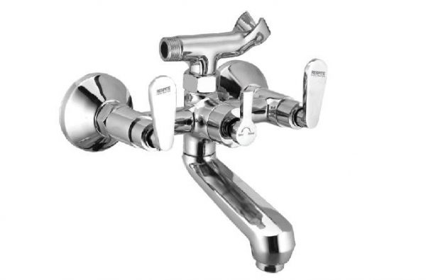 Wall Mixer with Telephonic Shower Arrangement (Crutch) with Connecting Legs & Wall Flanges