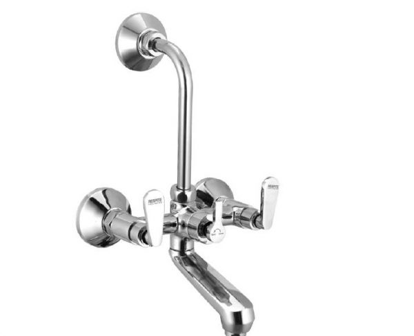 Wall Mixer with Provision for OverHead Shower with Bend Pipe, Connecting Legs & Wall Flange