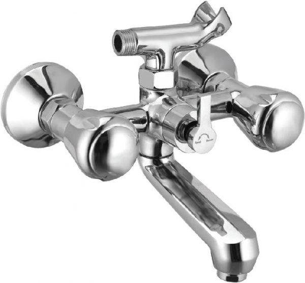 Wall Mixer with Telephonic Shower Arrangement (Crutch) with Connecting Legs & Wall Flanges