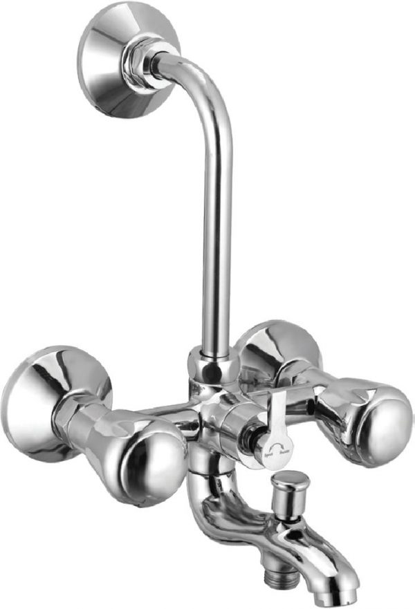 Wall Mixer 3-in-1 System with Provision for Bath Hand Shower & Overhead Shower Complete with Bend Pipe, Connecting Legs & Wall Flanges