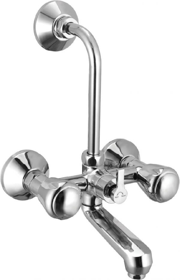 Wall Mixer with Provision for OverHead Shower with Bend Pipe, Connecting Legs & Wall Flange